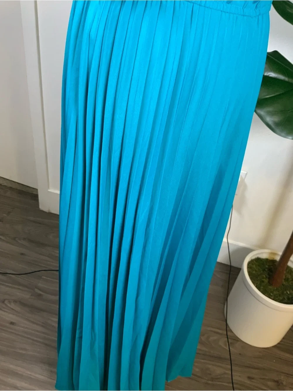 MICHAEL Michael Kors Teal Sleeveless Pleated Maxi Dress